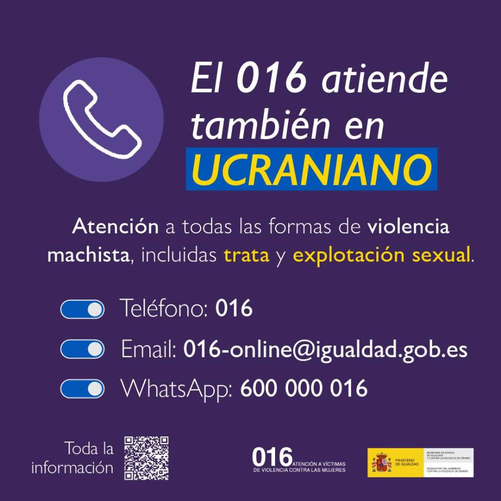 Imagen El 016 atiende también en Ucraniano